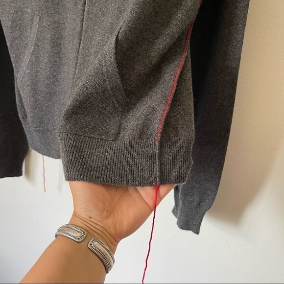 Helmut Lang Gray Full Zip Hooded cardigan 100% Cashmere preowned size Medium - Picture 5 of 7